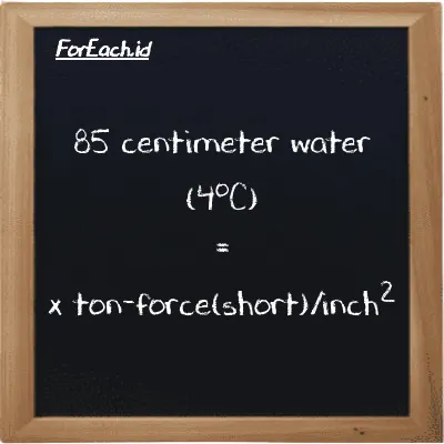1 centimeter water (4<sup>o</sup>C) is equivalent to 0.0000071115 ton-force(short)/inch<sup>2</sup> (1 cmH2O is equivalent to 0.0000071115 tf/in<sup>2</sup>)